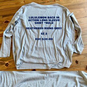 Lululemon Back in Action Long Sleeve Shirt